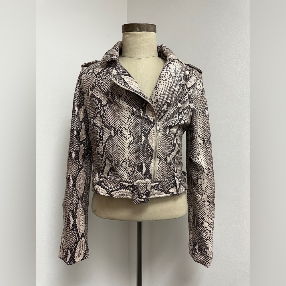 Le Lis Snakeskin Moto Jacket